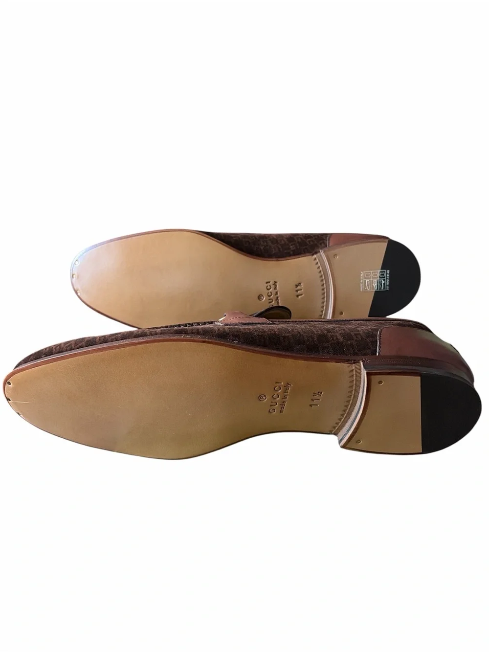 Gucci Brown Monogram Horsebit Loafers size 11.5